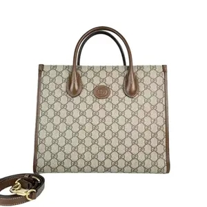 Pre-owned GUCCI Leather Tote Bags GG Logo Supreme Eboyne Structured Tote Bag