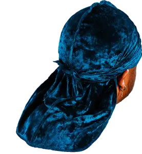 Premium Crushed Velvet Teal Blue Durag