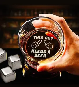 MY FATHER,THIS GUY NEEDS A MY HERO, Engraved Whiskey Glass, Best Dad Whiskey Glass, Father's Day Engraved Whiskey Glass For Dad ,for men, LUXURY whiskey glasses Stylish Engraved Drinkware ,Dishwasher Safe,High-Quality Glass,persinaluzed whiskey glass
