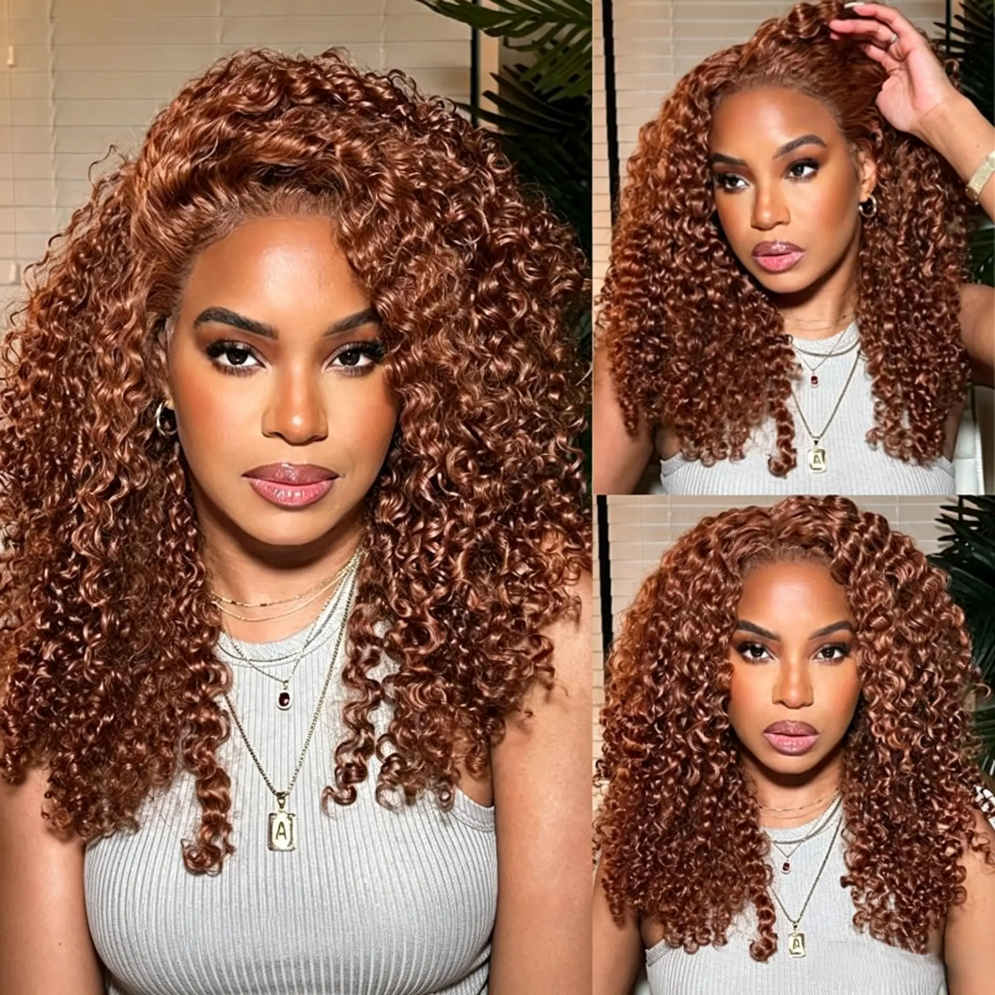 MYLOCKME Put On Go 13x6 Reddish Brown Burmese Curly HD Lace Frontal Wig Pre Plucked Pre-cut Glueless 13x6 99j Burgundy Red Colored Human Hair Wigs With Drawstring For Women