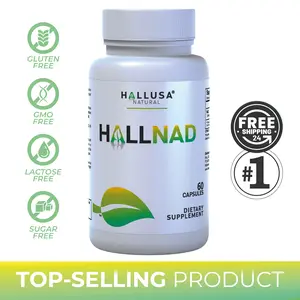 HALLUSA NATURAL HALLNAD x 60 Capsules 100 mg NAD for Cellular Energy Cognitive Clarity Aging Support Edible Dietary Supplement Gluten Free GMO Free
