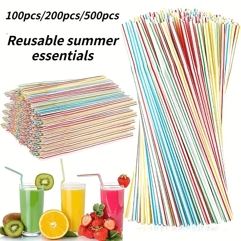 High-Value Colorful Straws, Perfect for Parties and Picnics, Reusable Rainbow Straws for Tea and Beverages, Bulk Multi-Color Packaging