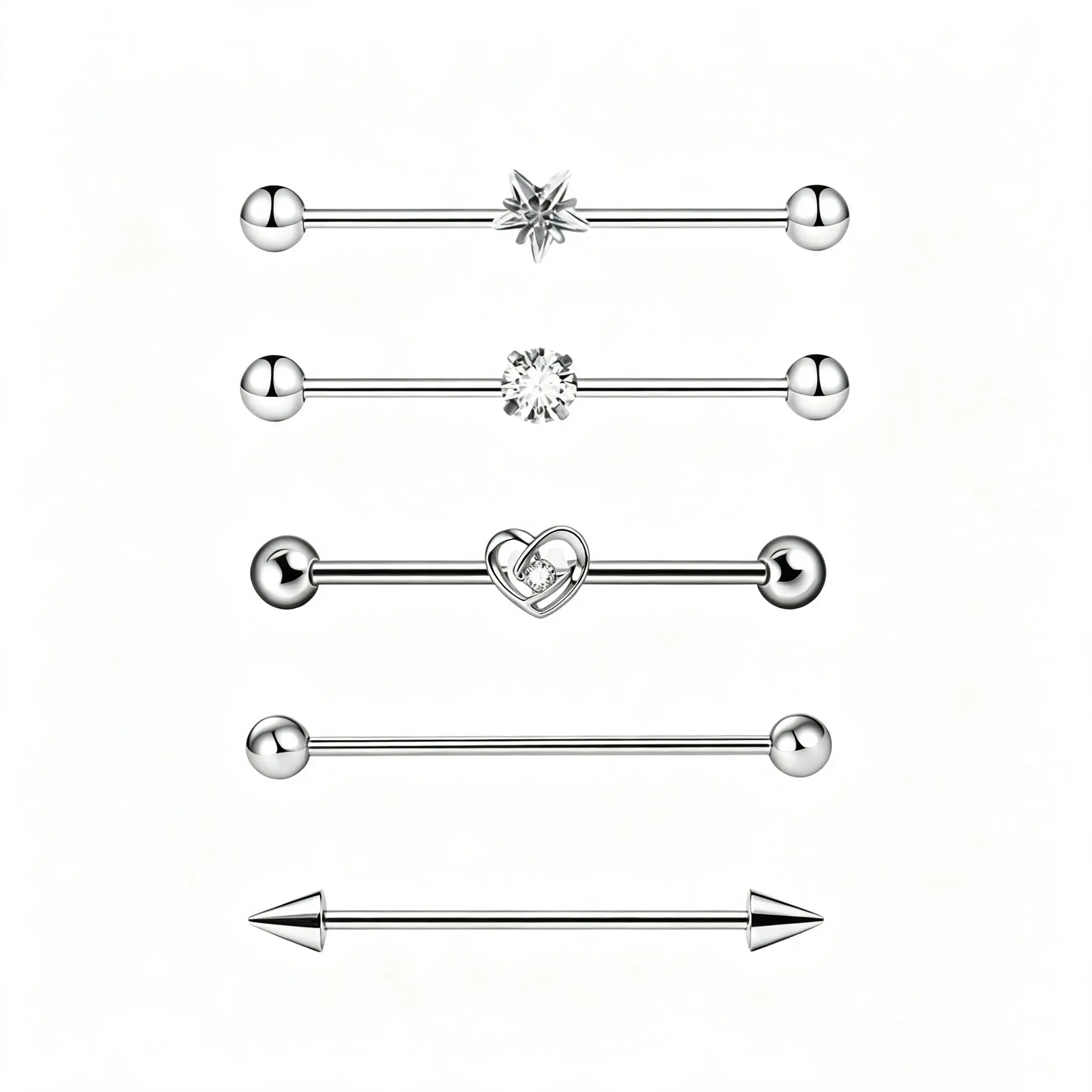 5PCS Industrial Barbel Piercing Jewelry