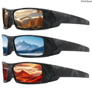 Tactical Camouflage Polarized Sports Sunglasses for Men Women – HD Anti-Glare Wrap Around Cycling Glasses | UV400 Heavy-Duty Running Fishing Driving Camo Sun Shades PC Frame,summerwins