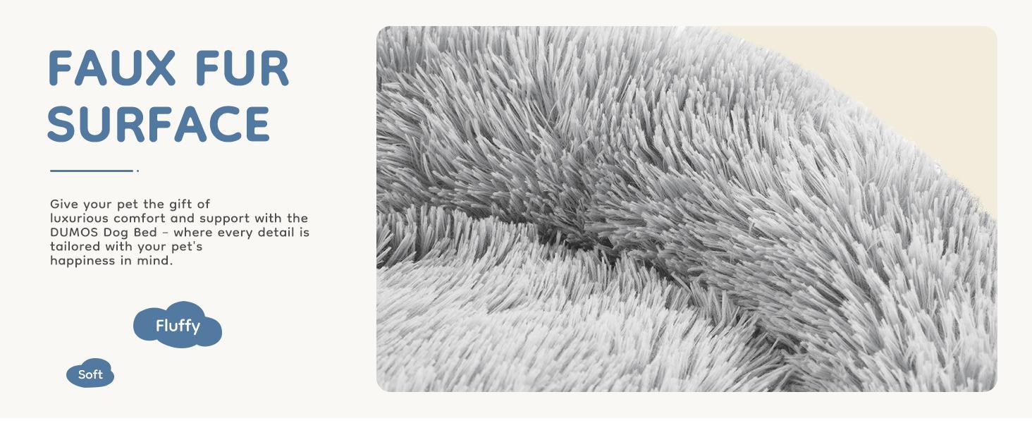 Dog Bed, Washable Comfortable Pet Bed for Medium to Large Dogs, Anti-Slip Round Fluffy Plush Faux Fur Dog Bed for Sleeping, Indoor