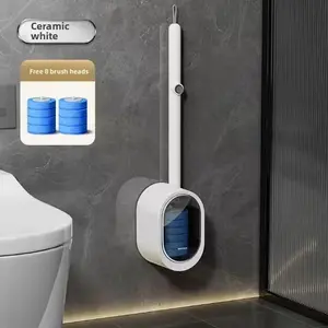 Toilet Brush Set, 1 Set Toilet Cleaning Brush with Holder & Refill Heads, Bathroom Cleaning Tool, Household Cleaning Supplies, Home Decor bowl cleaners