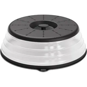 Microwave Splatter Cover 11 inch Vented for Food with Hook Hole, Splatter Guard & Colander Kitchen Gadget for Food, Meal Prep, Black