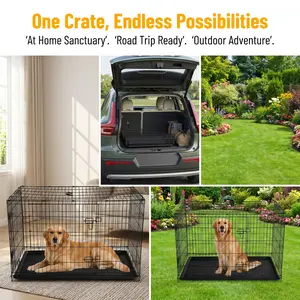 YJ-Garvee 47.6'' L Portable Dog Crate with Slide Out Tray, Top & Front Door, Folding Small Cage Suitable for Large Dogs like Labrador, Golden Retriever, Husky, Alaskan Malamute, and Shepherd