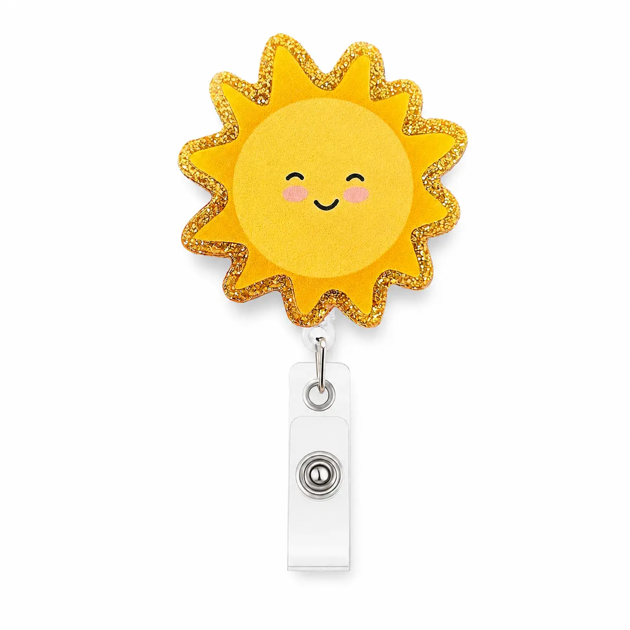 Funny Sunshine Nurse Badge Reel, Cute Sun Retractable ID Badge Holder with Alligator Clip, Name Tag Badge Buddy for Pediatrics ER RN CNA LPN MA Nursing Student Social Worker Teacher PhD Office Staff