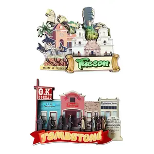 Arizona, USA refrigerator magnet souvenir gift; Tombstone town; Tucson tourism souvenir. Suitable for indoor decoration—kitchens, offices, and cabinets; personalized refrigerator magnet decor series