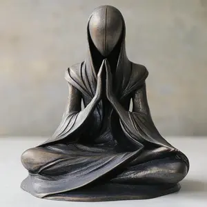 Alien Resin Craft Statue for Home Decor, Living Room Bedroom Study Desk Ornament, Unique Artistic Meditative Alien Figurine