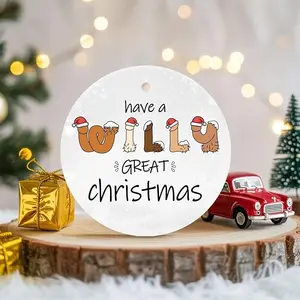 Gifts for Christmas, Funny Christmas Ornament Ceramic 2-Side Printed, Funny Gifts for Women, Christmas Decorations, Funny Ornament