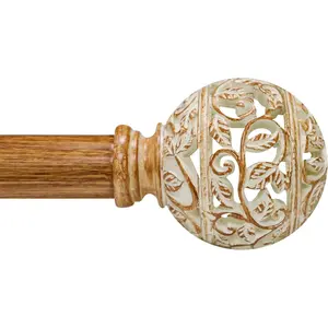 Boho  Curtain Rods For Windows 48 to 84 Inches, 1 Inch Heavy-Duty Adjustable Decorative Curtain Rods With Branches Leaves Hollow Finials for Bedrooms and Living Rooms In Farmhouses.