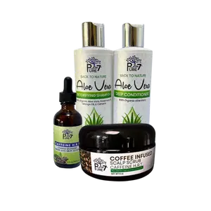 Scalp Exfoliating Bundle - Aloe Vera Shampoo, Deep Conditioner, Coffee Scalp Scrub & Caffeine HRT Elixir