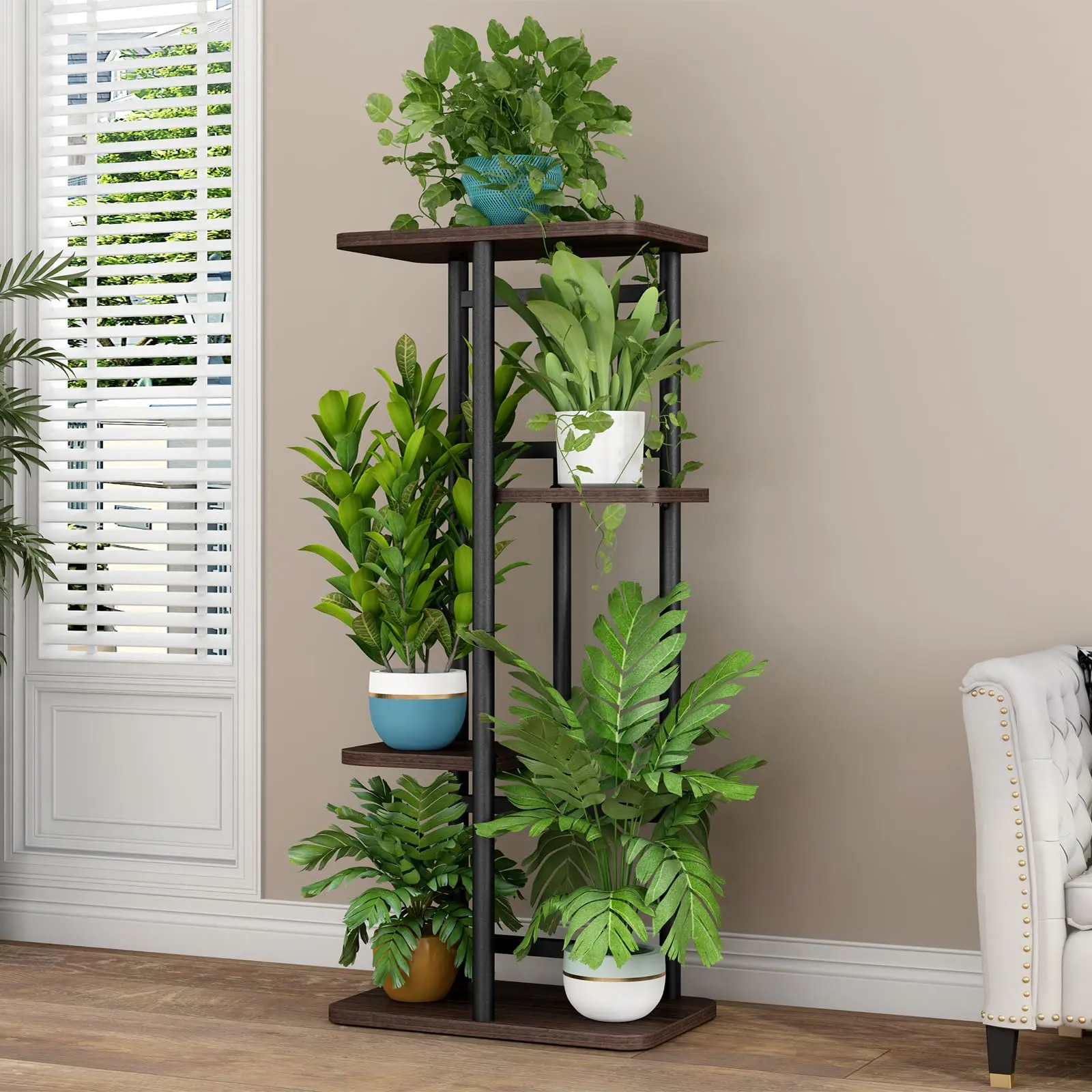 Plant Stand 4 Tier 5 Potted Indoor Plant Shelf Multiple Stands for Garden Corner Balcony Living Room Organiser Racks indoor metal multiple tall pot