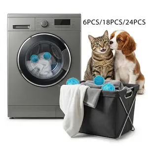 Reusable Pet Hair Removal Laundry Balls, Anti-Tangle Cleaning Balls for Cats and Dogs, Blue Plastic Fabric Care, Daily Use for Pet Owners