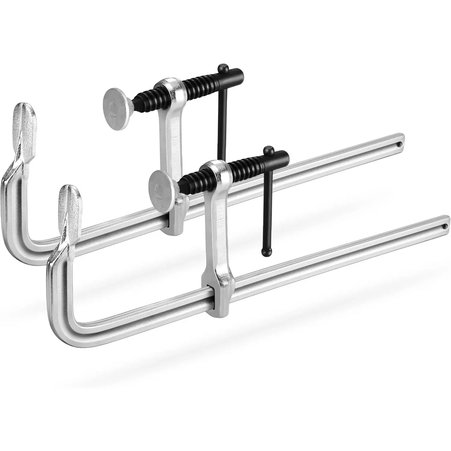2-Pack 12-Inch Rugged Light-Duty Drop Forged Steel Bar Clamps with Attractive Chrome Finish, Swivel Pads Adjust Freely for Woodworking, Welding