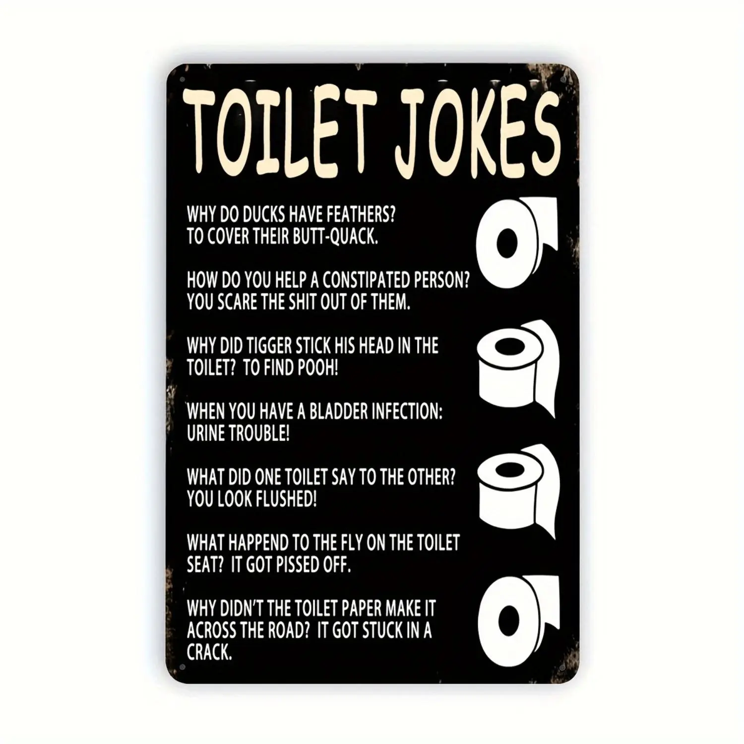 Vintage Funny Toilet Joke Metal Sign - 2D Flat Humorous Bathroom Wall Decor, Conversation Starter for Home, Bar, No Explicit Jokes, Retro Room Decor Piece