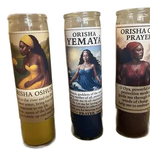 Orisha Candles - Orisha Oshun, Yemaya & Prayer - Traditional Design with Images of Women - Unspecified Features or Materials
