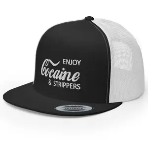 RIVEMUG Enjoy Cocaine and Strippers Premium Trucker Hat High Crown Flat Bill Adjustable Cap