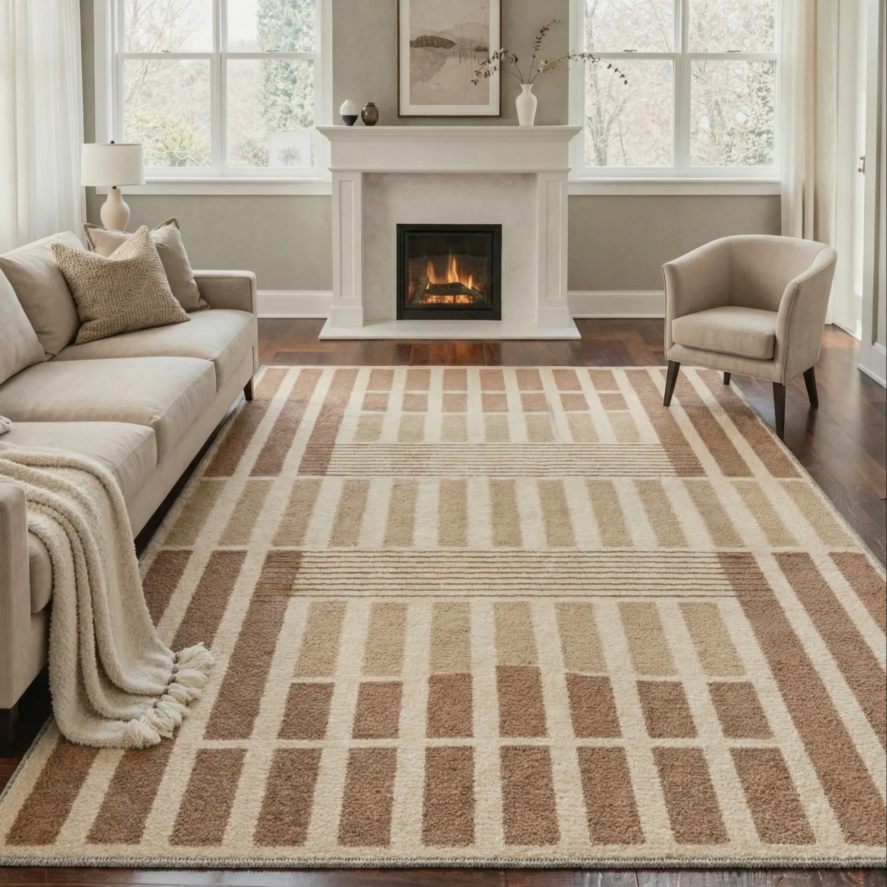 【Deals For You Days】BEIMO Modern Neutral-Tone Carpet For Living Room Kitchen Bedroom , Cozy Area Rug Space Multi-Room Use, Textured Durable Stain-Resistant Home Decor，ARC1453-ECHO