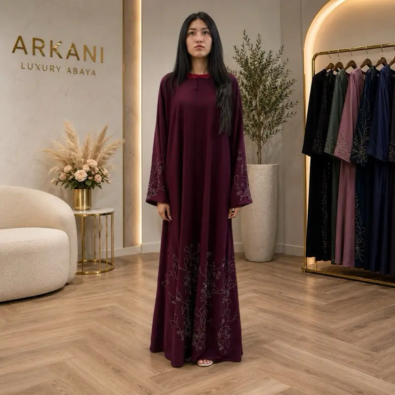 Dubai Abaya - regular Style with Unique Design Elements as Shown Dubai Abaya - regular Style with Unique Design Elements as Shown