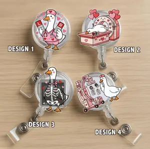Radiology Goose Badge Reel, X Ray Tech Retractable ID Holder, Medical Badge Reel, RN Clip