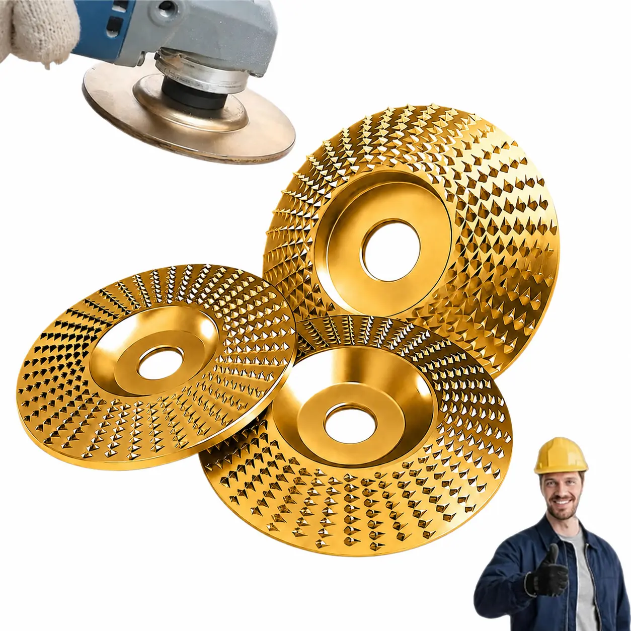 Tungsten Carbide Cutting Wheel, Angle Grinder Polishing Pad, Heavy-Duty Wood Carving Disc Set, ungsten Carbide Grinding Wheel Wood Carving for 4" & 4-1/2" Grinders