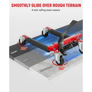 Heavy Duty Hydraulic Car Wheel Dolly Set – 6000 lbs Capacity, 12" Wheels, Easy-Release Foot Pump, Ideal for Vehicle Positioning, Tire Repair, and Car Moving – Set of 4