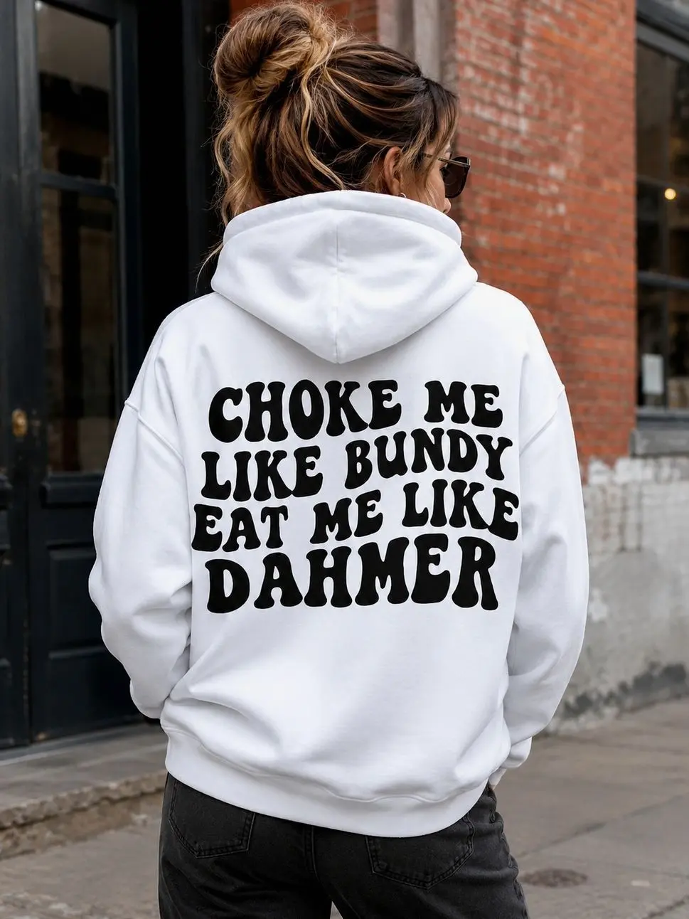 Dark Humor True Crime Graphic Hoodie – Unisex Back Print Sweatshirt