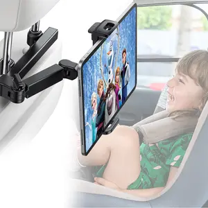 Car Headrest Tablet Mount, Back Seat iPad Holder 360° Rotation Adjustable Foldable Arm for Road Trip Essentials for Kids, Compatible with 5.5-10.2" Tablet iPad Cell Phone