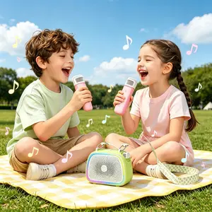 Portable karaoke machine, microphone speaker, with lanyard, 1800mAh battery, wireless microphone speaker, card insertion, voice changing function, stereo sound effect, connected to computer, suitable for home, camping, children, adults, gatherings