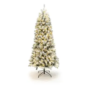 7 Ft Pre Lit Christmas Tree with Snow Flocked Branches
