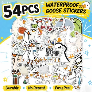 1Pc 54PCS Cute Goose Stickers Funny Cartoon Meme Funny Animal Quotes Waterproof Vinyl Decals Aesthetic Graffiti Sticker Pack with Quotes for Laptop Water Bottle Phone Case Skateboard Helmet Scrapbook DIY Decor Gift Spring Summer Party Supplies