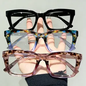 Unisex Simple Style Leopard/Solid Color Eyeglasses Set, Trendy Square Frame Eyeglasses for Everyday Use, Fashion Accessories for Outdoor Activities, Leopard Pattern Eyeglasses Stylish Lentes Lightweight Eyewear