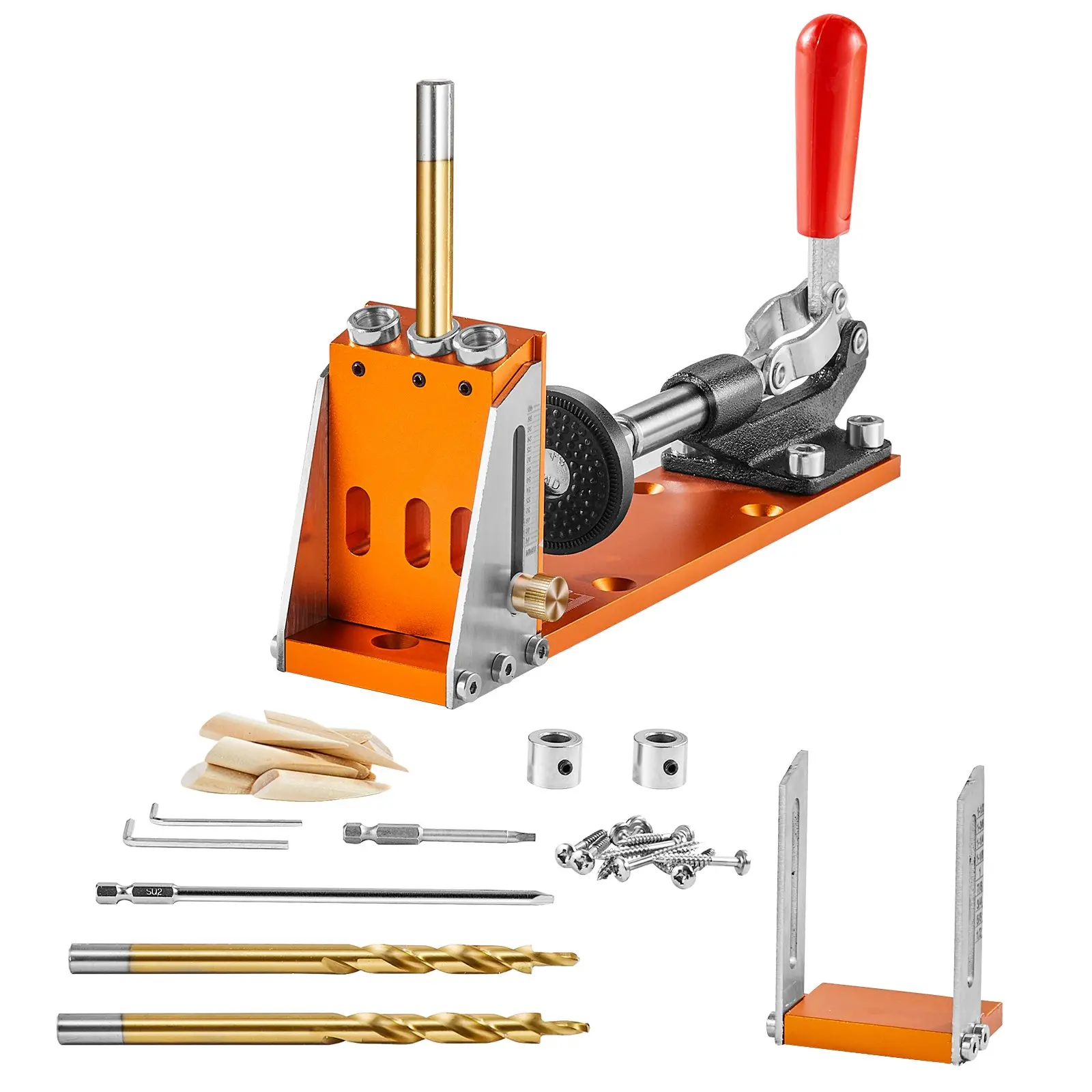 【DealsForYouDays】VEVOR 30 Pcs Pocket Hole Jig Kit, Adjustable & Easy to Use Pocket Hole Jig System with Step Drills, Drill Stop Rings, Wrenches, and Square Drive Bits, Dual Scale Marks for DIY Carpentry Projects Heavy Duty Kit Home Tool Set Hardware Kit T
