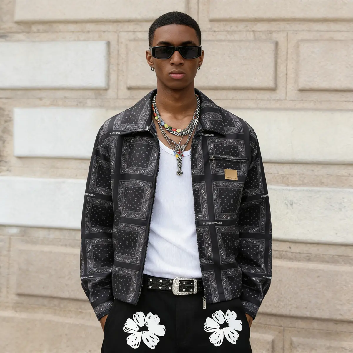 Men's Fitted Plaid & Paisley Print Coat, Casual Collared Zip-Up Menswear with Chest Pocket for Streetwear and Daily Wear, Coats, Stylish, Grid, Collared Neck, Lightweight, Polyester, Jacket, Tops