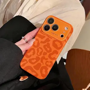 Wild Leopard Print Flat Art Big Window Liquid Silicone Phone Case| for iPhone 17 16 15 14 13 12 | Baby Skin Soft Shockproof Cover   952