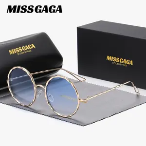 MISSGAGA unisex fashion full-frame Sunglasses Anti-reflection outdoor play round frame sunglasses UV400