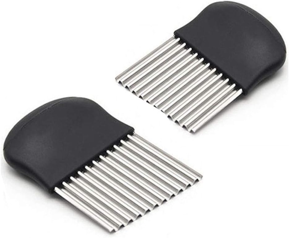 2 PCS Stainless Steel Crinkle Cutter Knife Set – Wavy Vegetable & French Fry Slicer for Creative Food Preparation