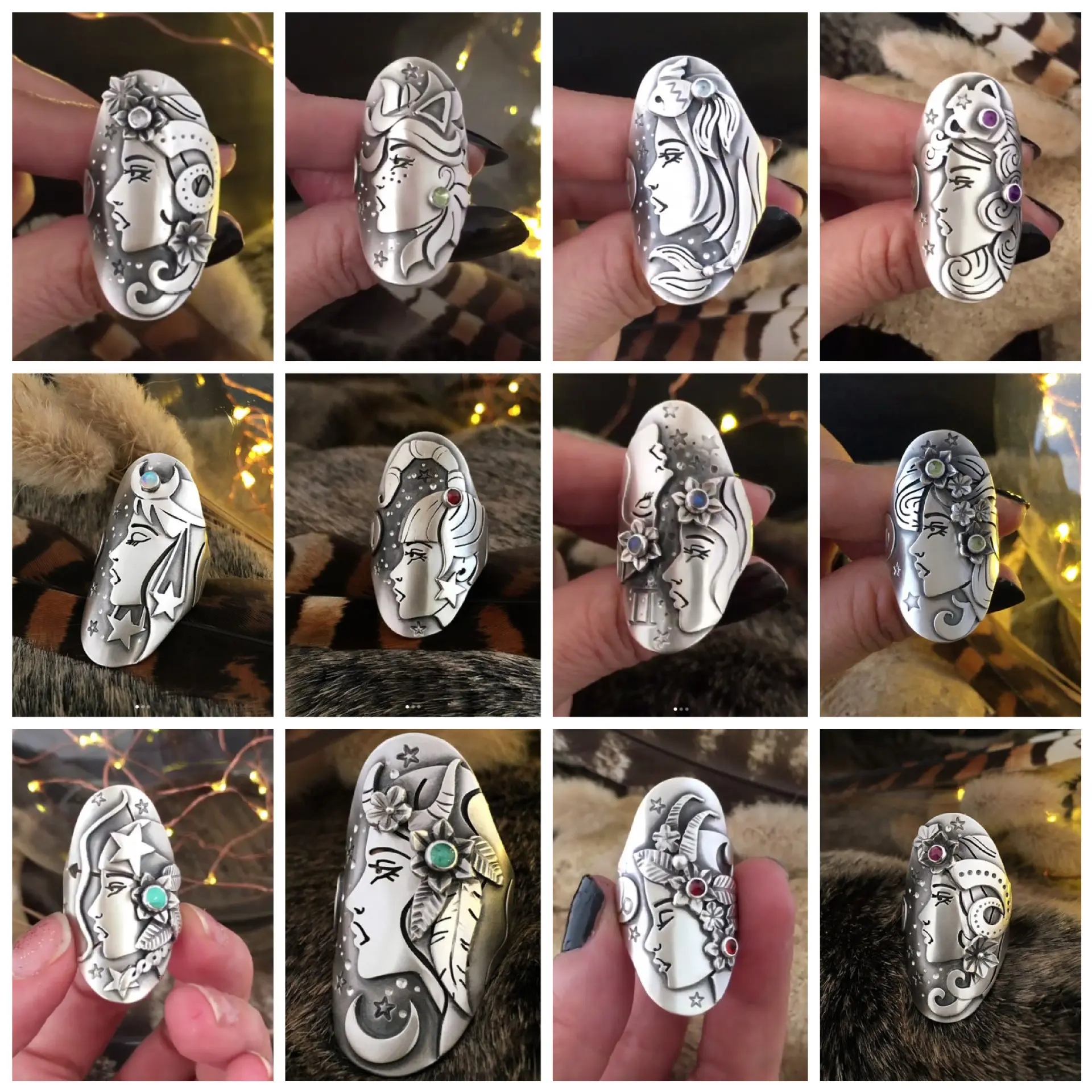 Women's Zodiac Floral Alloy Rings, 12 Horoscope Flower-Shaped Fashion Hand Jewelry, Lightweight Comfort-Fit Costume Accessories for Ladies, Halloween Birthday Gift
