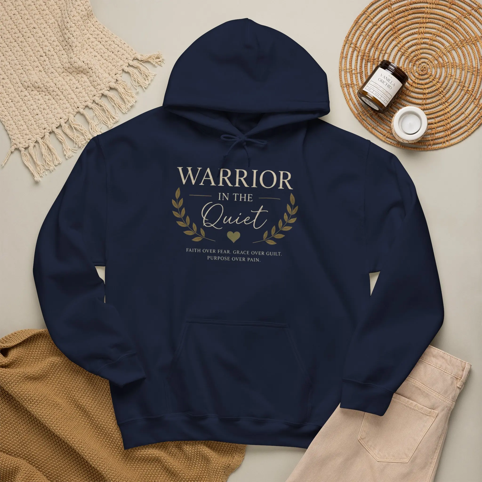 Warrior in the Quiet Hoodie — Inspirational Faith-Based Comfort Sweatshirt