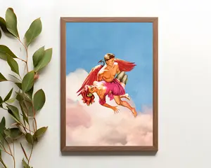 Love's Abduction (Devil Art, Retro Wall Art, Love Art, Trippy Wall Art, Angel Art Print, Collage Art Print, Surreal Art)