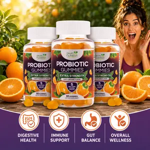 Probiotic Gummies for Women & Men, Advanced Multi-Strain Formula for Gut & Digestive Health Support, Daily Acidophilus Supplement, 60 Gummies