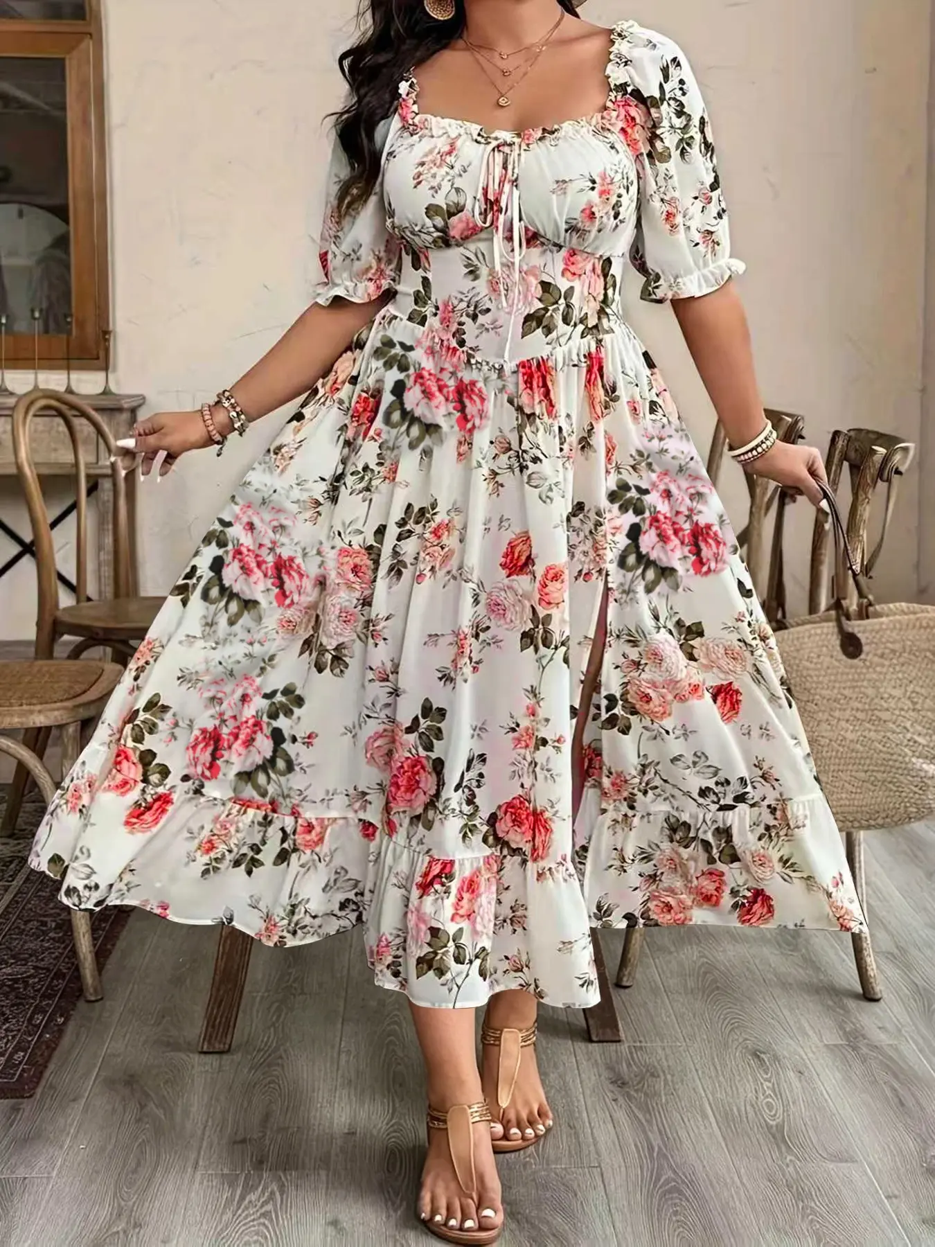 Women's Casual Elegant Floral Print Woven Dress, Loose-Fitting Boho Style Dress for Spring & Summer, Perfect for Daily Wear & Leisure Activities, Womenswear - TikTok Shop Women's Casual Elegant Floral Print Woven Dress, Loose-Fitting Boho Style Dress for Spring & Summer, Perfect for Daily Wear & Leisure Activities, Womenswear - TikTok Shop