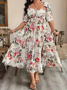 Women's Casual Elegant Floral Print Woven Dress, Loose-Fitting Boho Style Dress for Spring & Summer, Perfect for Daily Wear & Leisure Activities, Womenswear