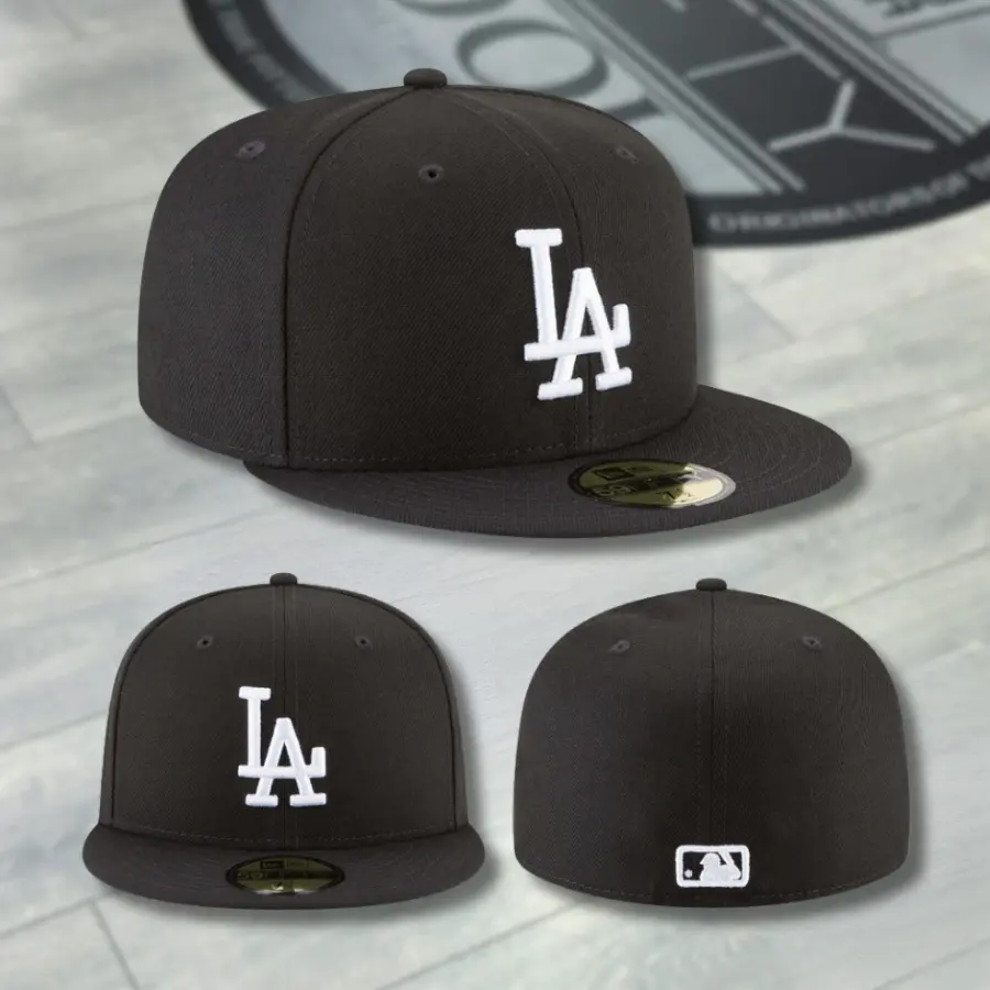 New Era Los Angeles Dodgers 59FIFTY Fitted Cap – Black Flat Brim MLB Baseball Hat with White LA Embroidered Logo, Collector’s Limited Edition 2026 Urban Streetwear Gorra premium, moda urbana para hombres y mujeres