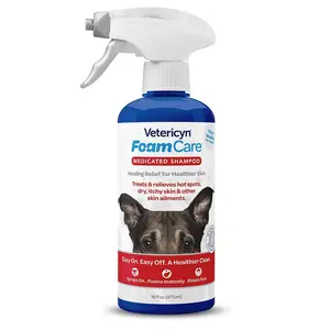 Foamcare Medicated Dog Shampoo - Instant Foaming, Spray-On Hypoallergenic Shampoo, Medicated Formula for Sensitive Skin, Safe for Dogs and Cats. 16 Ounce