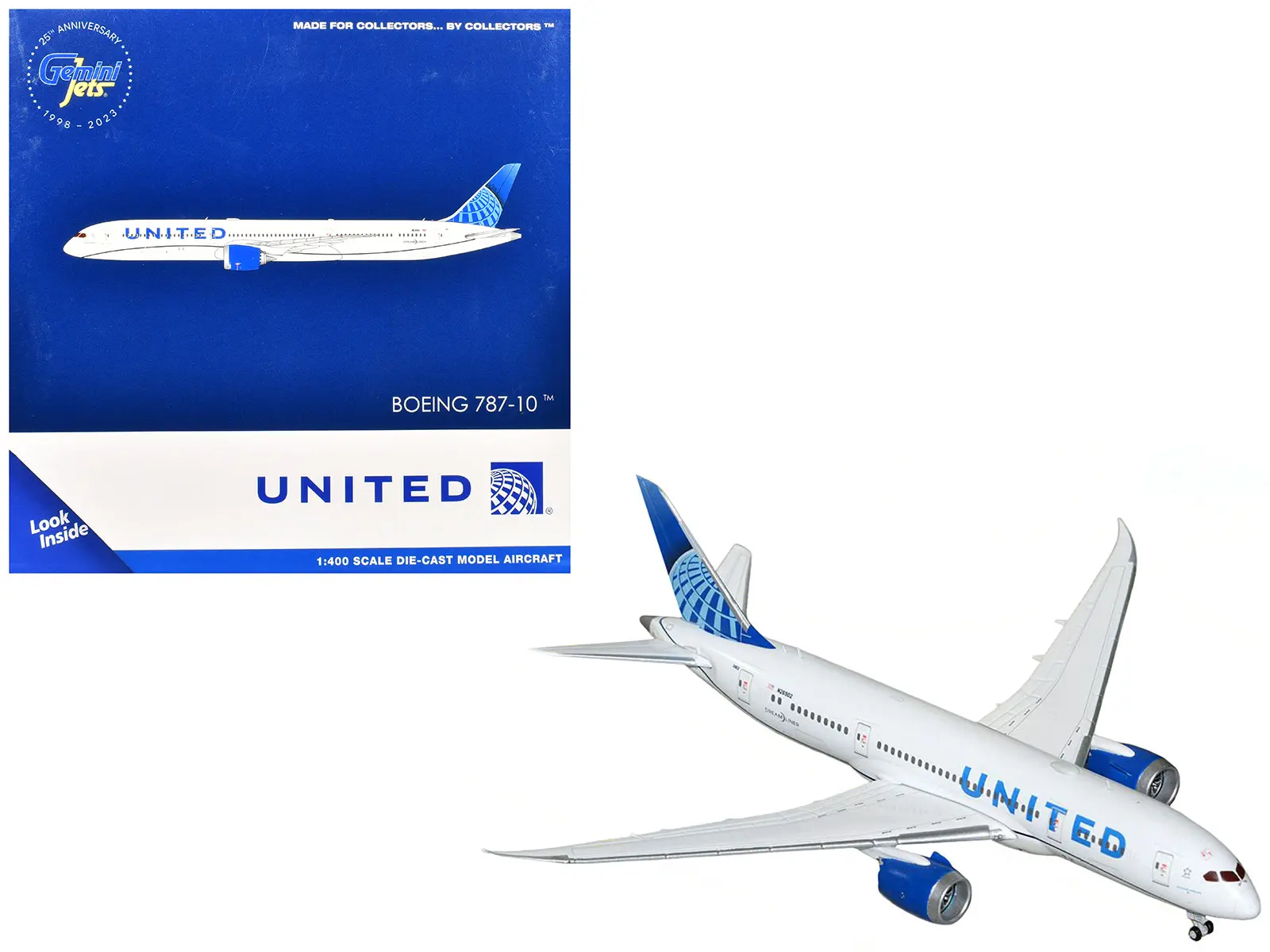 Boeing 787-8 Commercial Aircraft "United Airlines" (N26902) White with Blue Tail 1/400 Diecast Model by GeminiJets