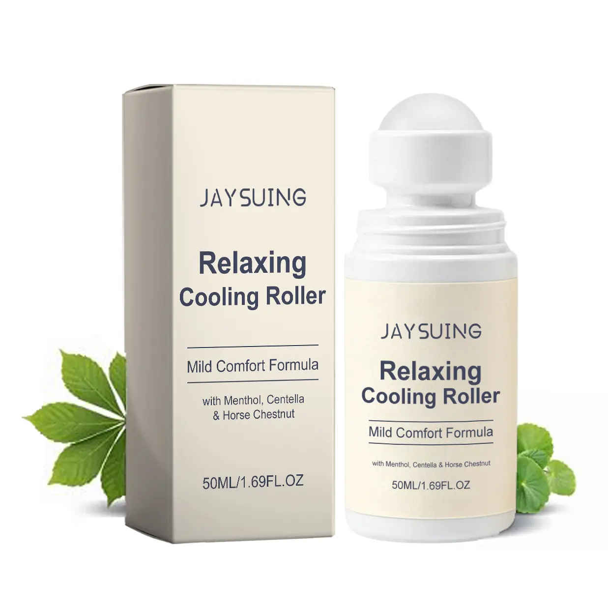 Natural Cooling Roller, Leg Roll On Essential Oil, Reduces Puffines & Fatigue, Calms Skin, Fast-Absorbing, with Centella Asiatica, Menthol & Horse Chestnut (50ml)